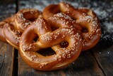 Salted Soft Pretzels on Rustic Wooden Table