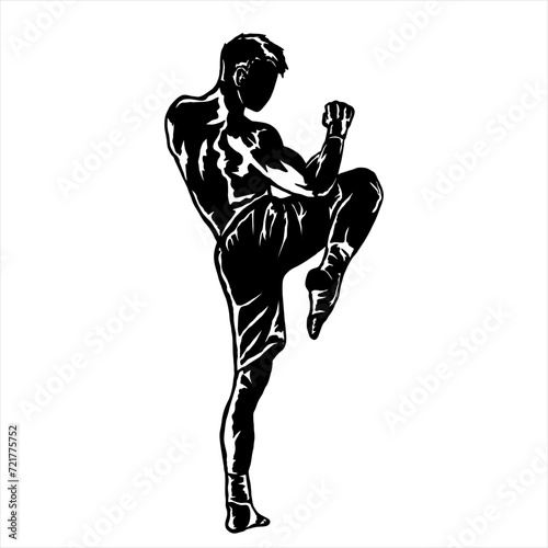 muay thai silhouette vector logo