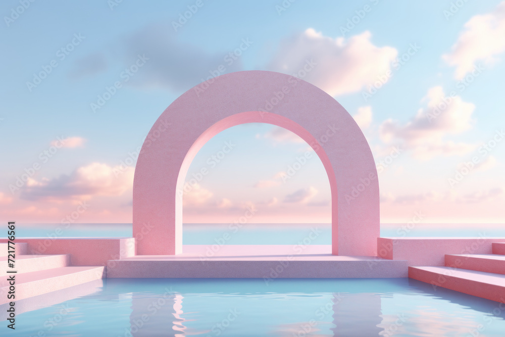 Empty podium on tropical beach background. Generative ai. Empty podium on tropical beach background. Generative ai.