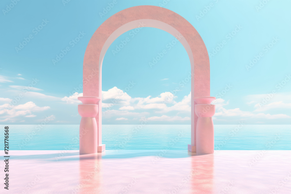 Empty podium on tropical beach background. Generative ai. Empty podium on tropical beach background. Generative ai.