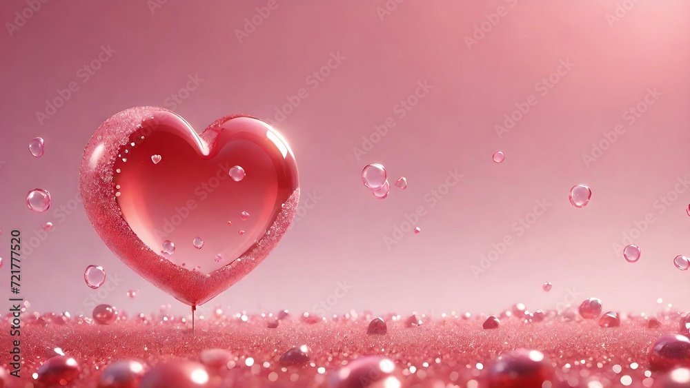 Pink and Red Heart Drops on Romantic Valentine's Day Background Illustration with Love Symbols
