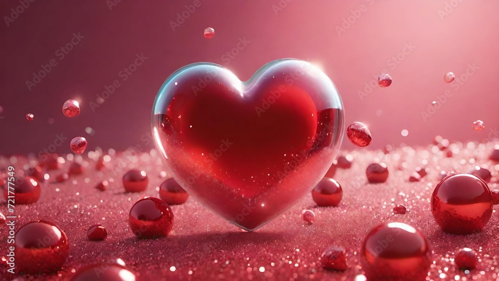 Pink and Red Heart Drops on Romantic Valentine's Day Background Illustration with Love Symbols Pink and Red Heart Drops on Romantic Valentine's Day Background Illustration with Love Symbols