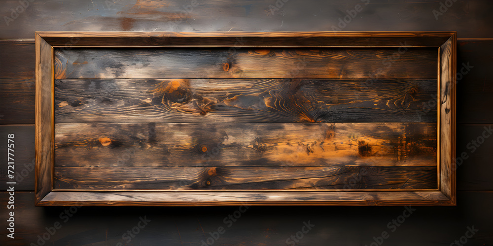 wooden blank board with frame on the wall wooden blank board with frame on the wall