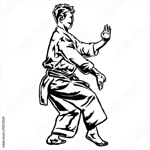 karate line art vector illustration