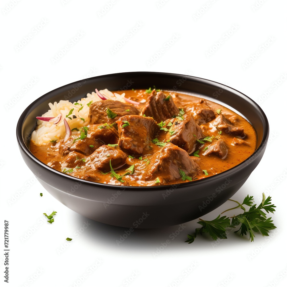 a beef curry, studio light , isolated on white background