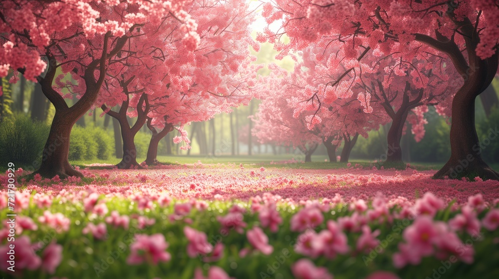 Naklejka premium pink flower garden