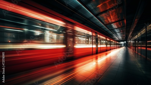 Mesmerizing high-speed train photography. motion blur, reflection, speed, cinematic, bullet train