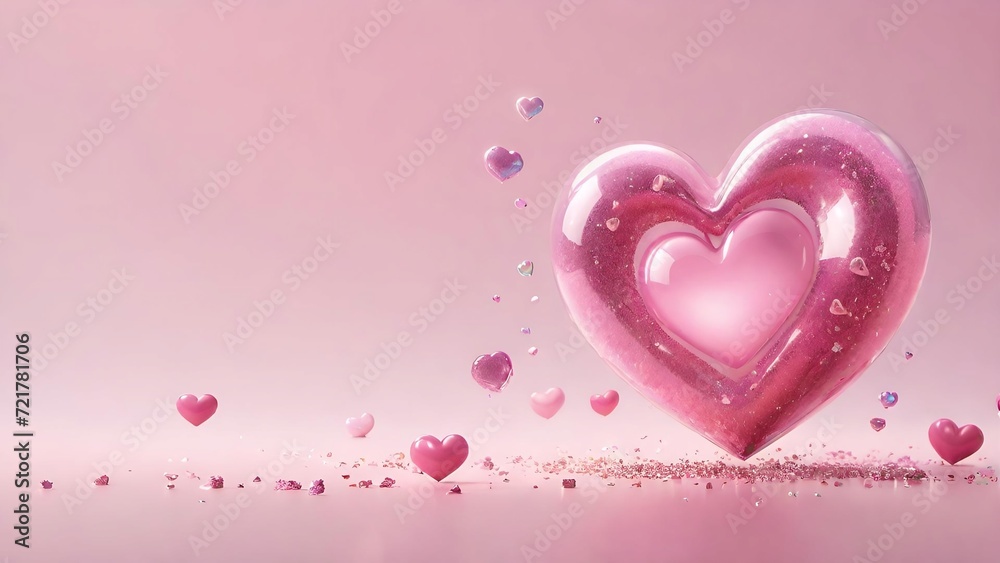Romantic Pink Hearts Vector Design for Valentine's Day Card with Light Floral Pattern and Nature-inspired Backdrop Romantic Pink Hearts Vector Design for Valentine's Day Card with Light Floral Pattern and Nature-inspired Backdrop