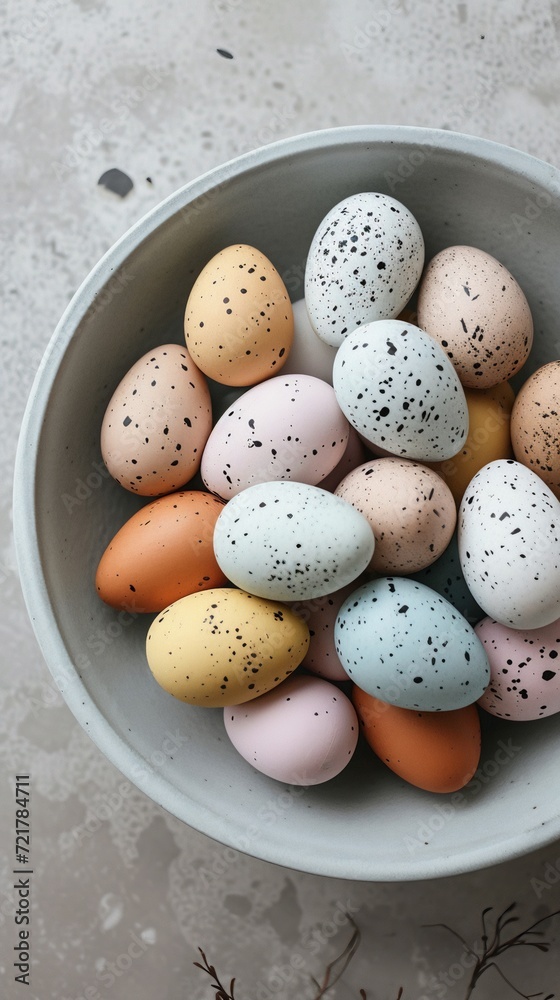 Multi-colored Easter eggs in a plate. Easter background Multi-colored Easter eggs in a plate. Easter background