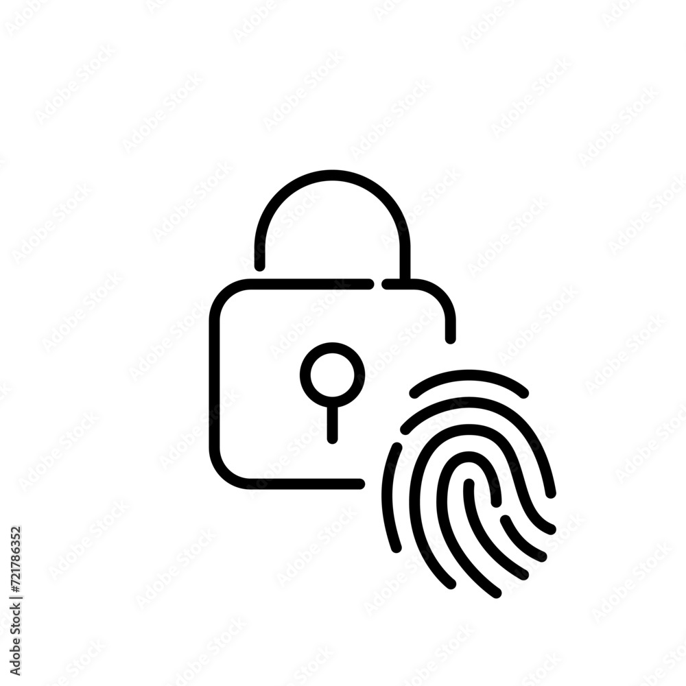 Using fingerprint recognition to unlock. Secure biometric access. Pixel perfect, editable stroke icon Using fingerprint recognition to unlock. Secure biometric access. Pixel perfect, editable stroke icon