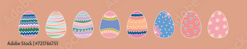 Easter eggs stickers. Colorful painted Easter eggs. Coloring book for Easter.