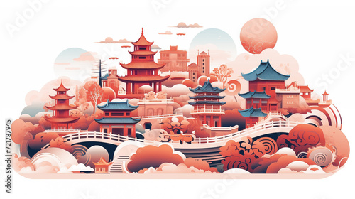 Abstract of China illustration isolated on white background