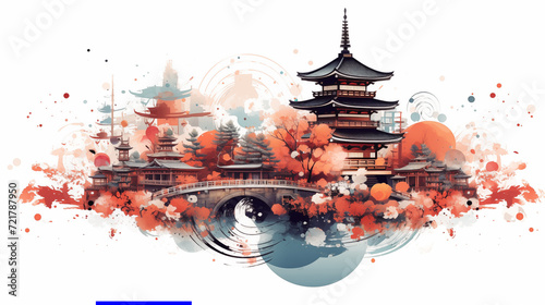 Abstract of japan illustration isolated on white background