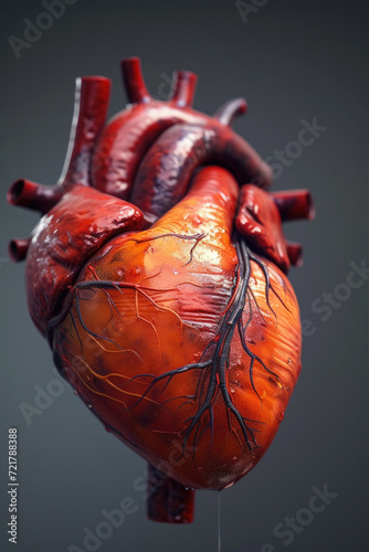 Obraz na płótnie Realistic 3D Heart Model, Generative AI w salonie