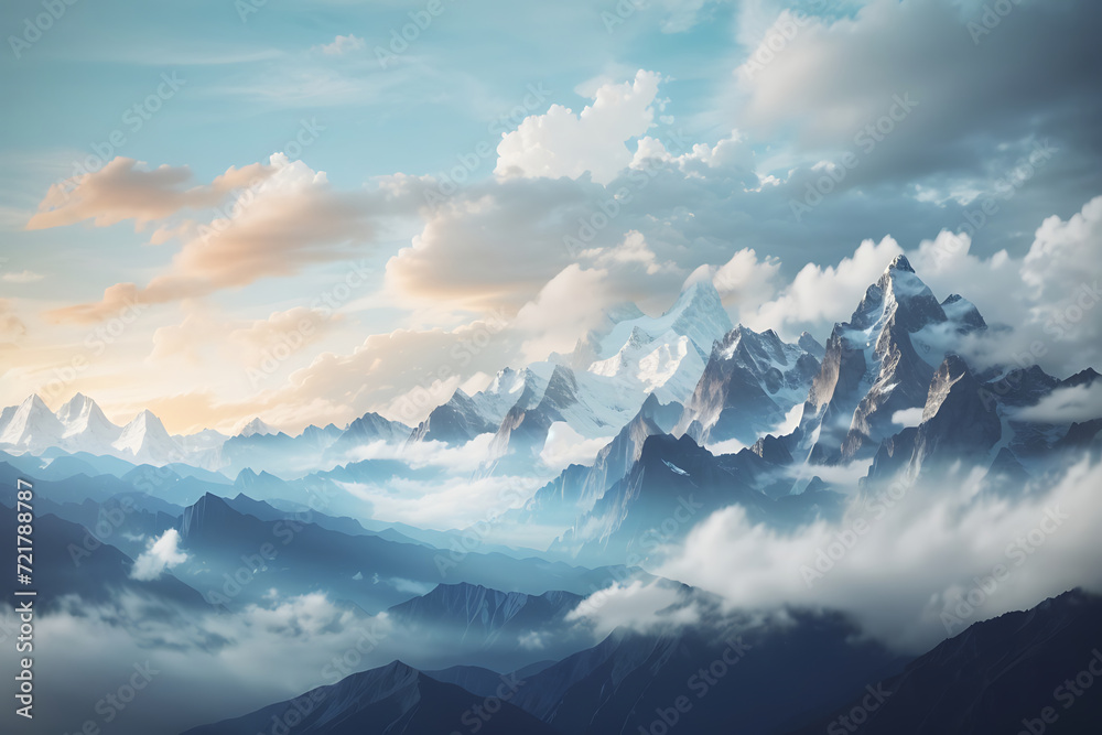 Mountain and Cloudy Sky for background design