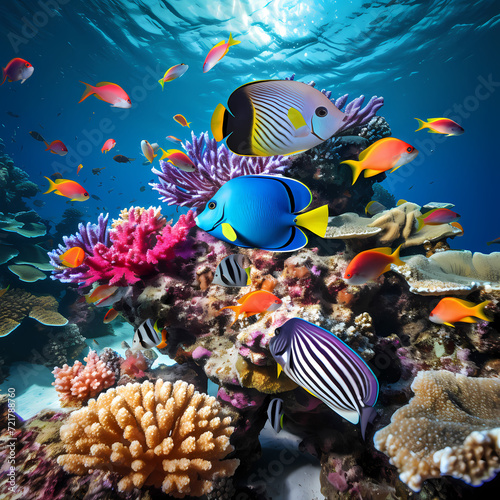 Tropical fish in a coral reef.