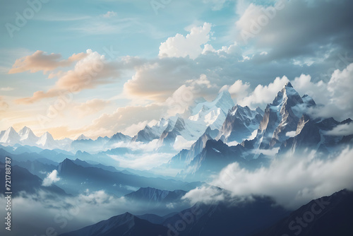 Mountain and Cloudy Sky for background design