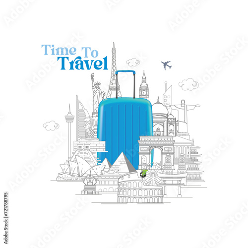 travel and tours illustrations vector background.Famous landmark around the world grouped together.tourism poster road trip holiday vacation and time to travel banner.