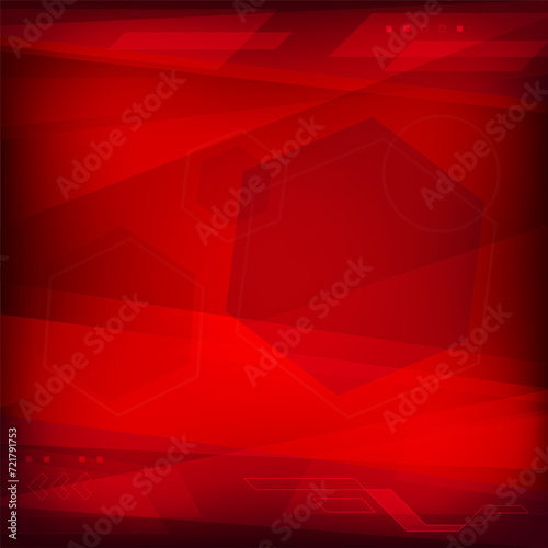Digital technology red background, social media post template cyber information, abstract communication, innovation future tech data, internet network connection.