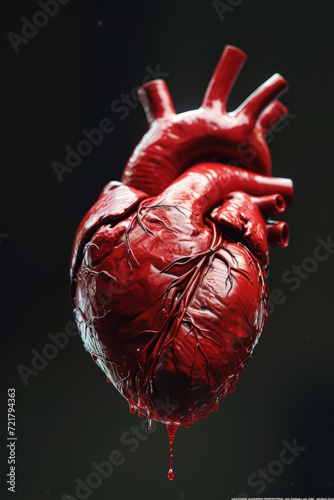 Obraz na płótnie Realistic 3D Heart Model, Generative AI w salonie