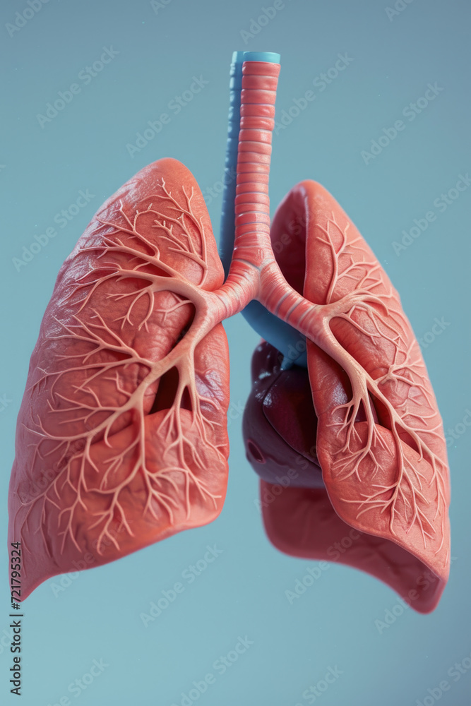 Realistic 3D Model of Human Lungs for Breathing Anatomy, Generative ai