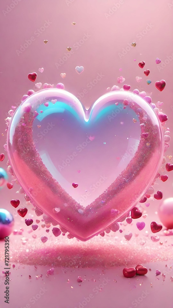 Bubbling Pink Hearts in Water: Romantic Vector Illustration for Valentine's Day Celebration and Love-themed Designs