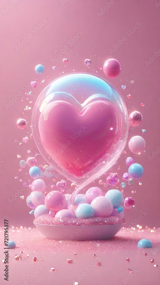 Bubbling Pink Hearts in Water: Romantic Vector Illustration for Valentine's Day Celebration and Love-themed Designs Bubbling Pink Hearts in Water: Romantic Vector Illustration for Valentine's Day Celebration and Love-themed Designs