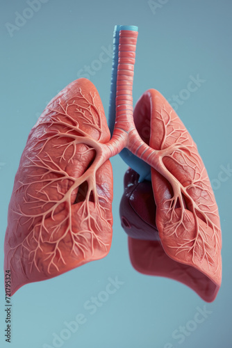 Obraz na płótnie Realistic 3D Model of Human Lungs for Breathing Anatomy, Generative ai w salonie