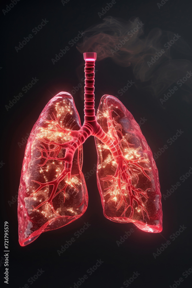Realistic 3D Model of Human Lungs for Breathing Anatomy, Generative ai