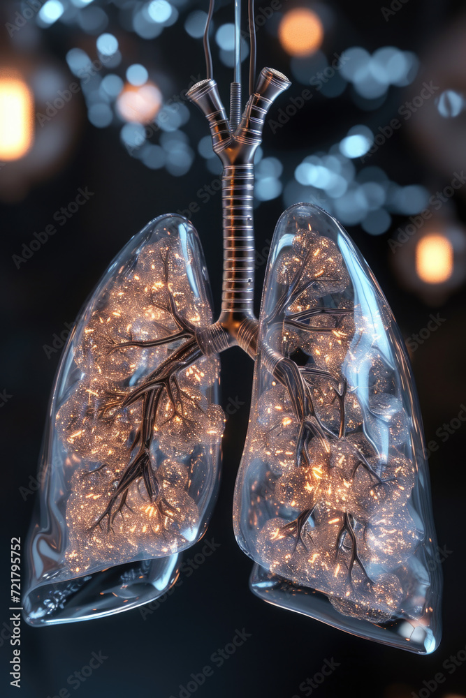 Realistic 3D Model of Human Lungs for Breathing Anatomy, Generative ai