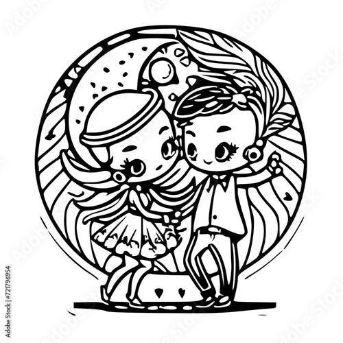 dance in the moon  black and white svg. 166