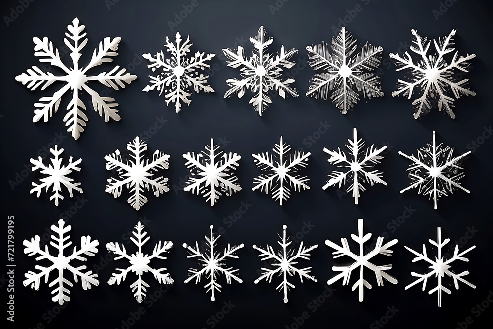 Set of different snowflakes isolated on white background Set of different snowflakes isolated on white background