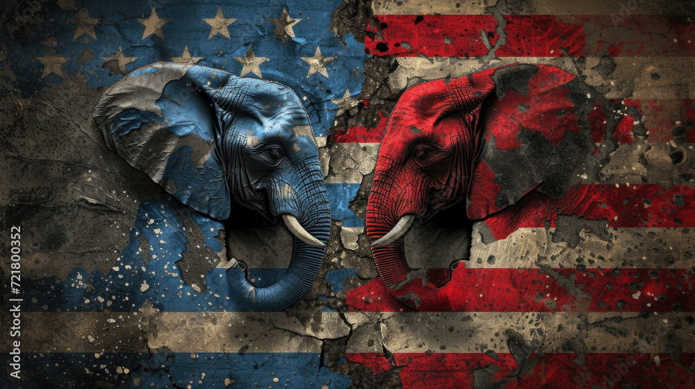 United States Political Devision Election Voting Republican Party Presidency - Generative AI