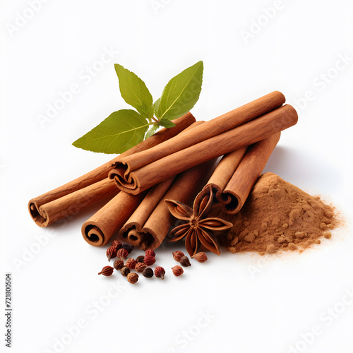 Wallpaper Mural Some aromatic cinnamon with star anise and ground spice in a bowl over white background Torontodigital.ca