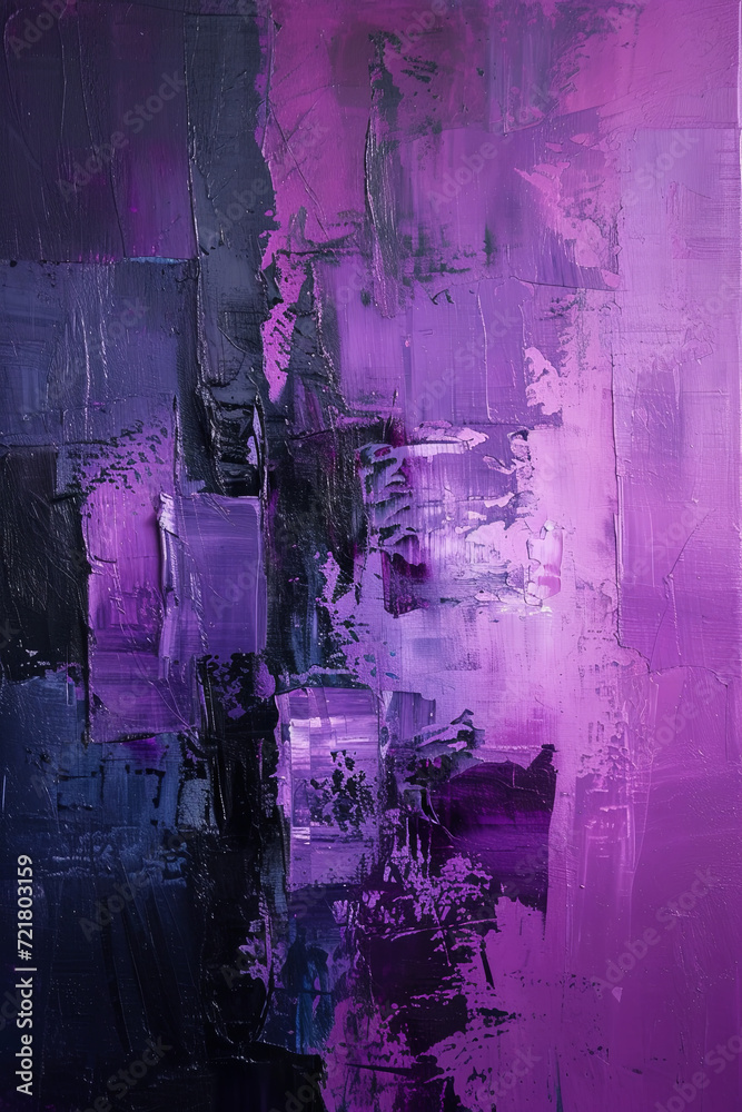 Abstract oil painting with modern brushstrokes style in purple color