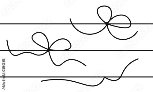 Set black line ribbon string gift decoration illustration vector