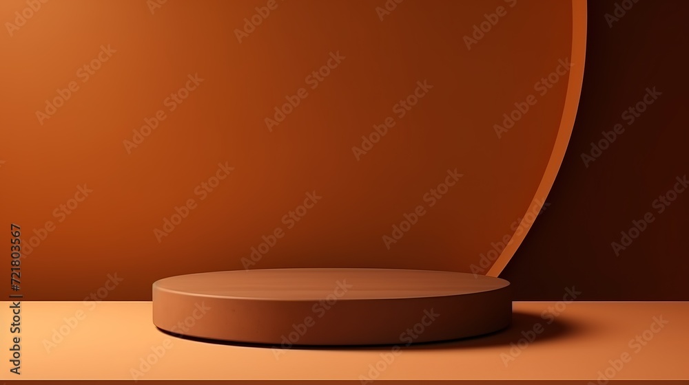 Abstract 3D minimal background. 3D podium display stand brown background for product presentation. 3D rendering, illustration, generative ai Abstract 3D minimal background. 3D podium display stand brown background for product presentation. 3D rendering, illustration, generative ai