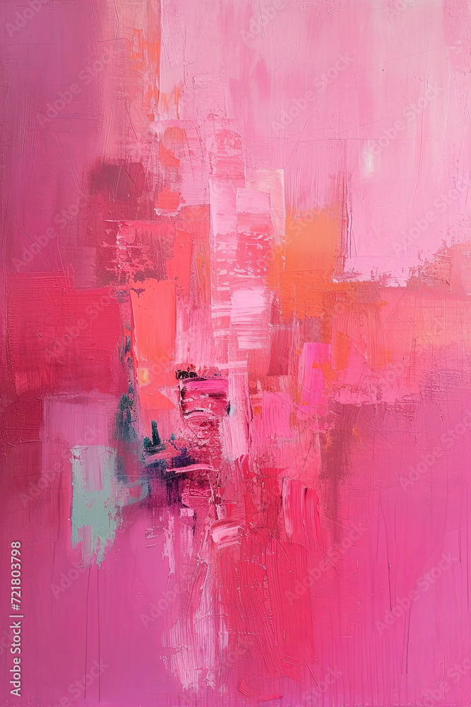 Fototapeta premium Abstract oil painting with modern brushstrokes style in pink color