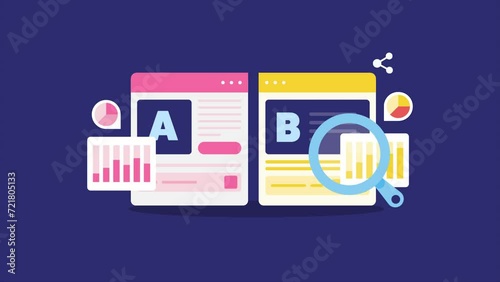 E-business development strategy, ab testing comparing two webpages or apps performance, analysing growth report, conceptual video animation.