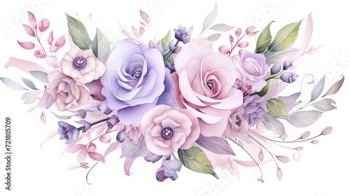 Flowers watercolor illustration Mother s Day  wedding  birthday  Easter  Valentine s Day  Pastel colors  generative ai  