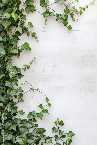 A blank wall with vine and leaves for background