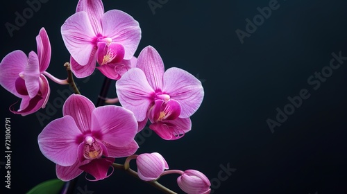 orchid flowers against a dark background  generative ai