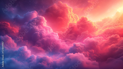 ファンタジックな世界の赤く照らされた雲 © satoyama