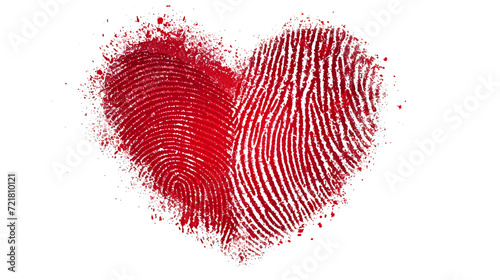  The red heart made of the human fingerprints to the saint Valentine's day isolated on the white background.. generative ai