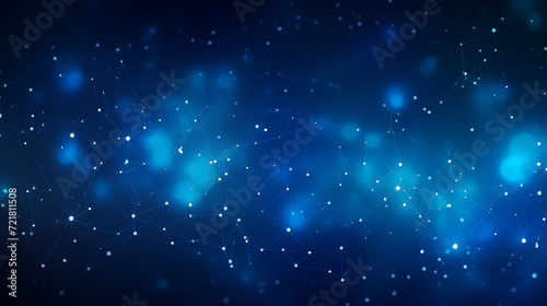 Blue abstract background with a network grid and particles connected . B006