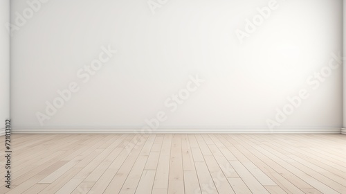 Rendering of a white wall view  illustration of an antique wooden floor interior  White empty room interior. The inside of the background. Nordic house interior.empty wall for writing