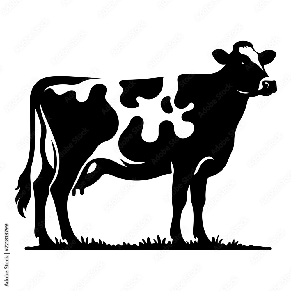 Holstein Friesians Dairy Cattle silhouette vector, black color silhouette