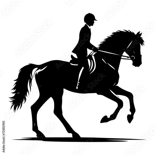 horse raider raiding horse vector silhouette, black color silhouette