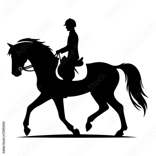 horse raider raiding horse vector silhouette, black color silhouette