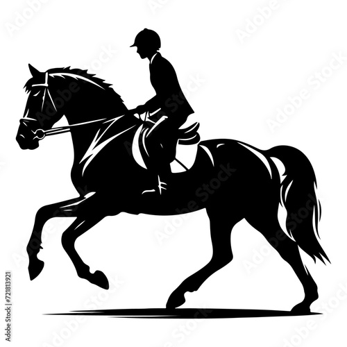 horse raider raiding horse vector silhouette, black color silhouette
